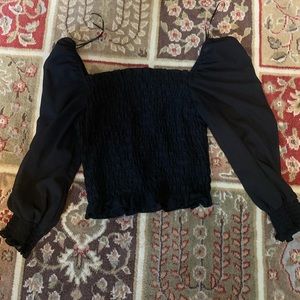 *H&M* Sheer Square Neck Peasant Blouse